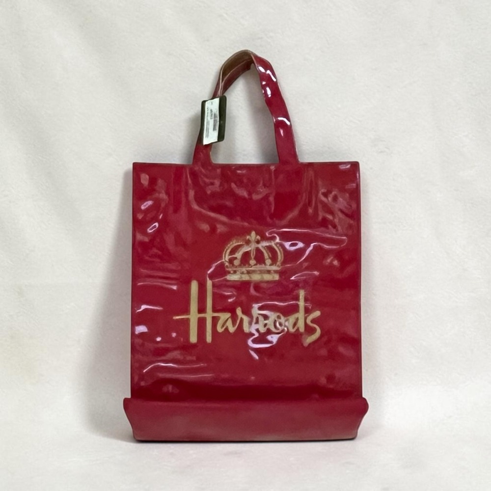 NWT Harrods London Iconic Crown Logo Red PVC Glossy Bag Tote Limited Edition